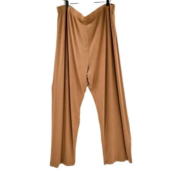 SKIMS Ribbed Sleep Wide Leg Plus Size Lounge Pants 3XL Gold - Picture 5 of 8